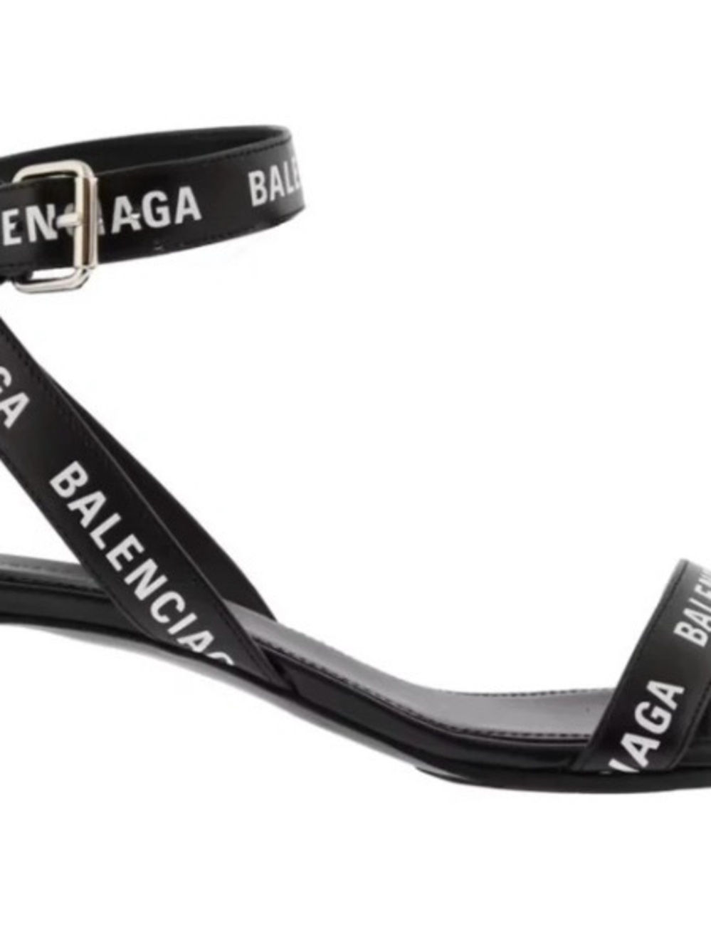 Balenciaga Black Logo Strap high Heel Sandals - Picture 4 of 5